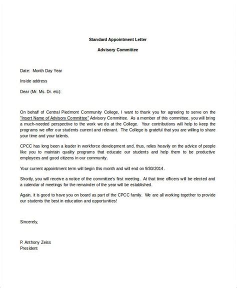sample board appointment letter