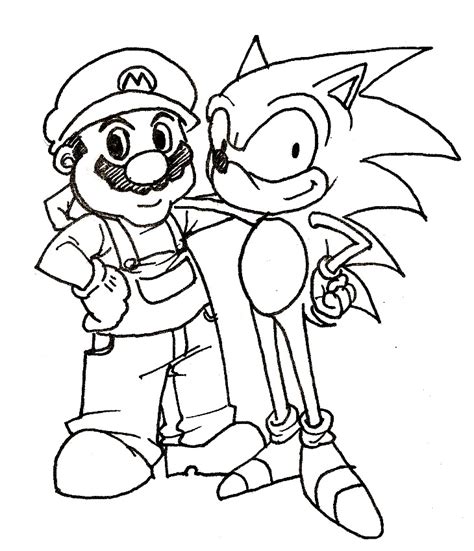 mario  sonic   friends  coloring page  printable