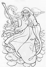 Mago Wizard Colorear Merlin Bulkcolor Arthur sketch template
