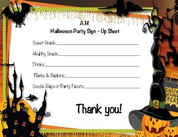 halloween party sign  sheet  dayla garten tpt