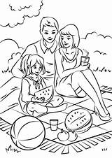 Picnic Coloring Family Drawing Pages Scene Printable Sketch Color Draw sketch template