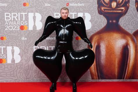 sam smith dons latex bodysuit  brits red carpet dominated  black outfits evening standard