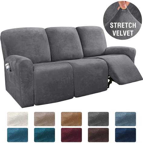primebeau  pieces recliner cover  cushion sofa velvet stretch reclining couch cover large
