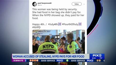 nypd officers pay for groceries of woman accused of shoplifting at