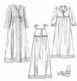 Sewing Nightgown Butterick Robe Patterns Misses Slippers Patternreview Pattern Night Dress Technical Drawings Women Gown Fashion Nightgowns sketch template
