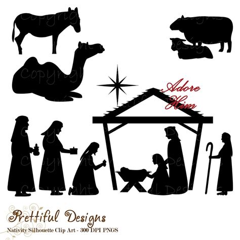 christmas nativity silhouette clip art  commercial