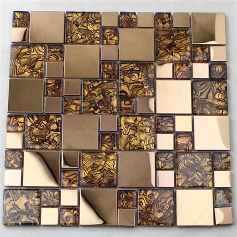 Wholesale Vitreous Mosaic Tile Backsplash Gold 304