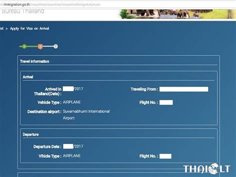 thailand visa on arrival online fill application form thai lt