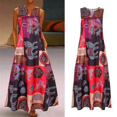 Women Summer Dress Plus Size Print Daily Casual Sleeveless