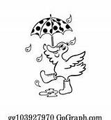 Duck Umbrella Coloring Illustration Clip Book Vector Gograph Royalty Drawn Adults Children Hand Color sketch template