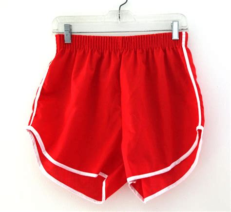 vintage 80s classic gym shorts red white