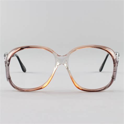 vintage 70s glasses oversized eyglasses frame clear beige etsy