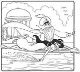 Aladdin Coloring Pages Jasmine Magic Carpet Flying Use sketch template