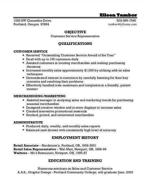 sample resume  customer service representative  resume