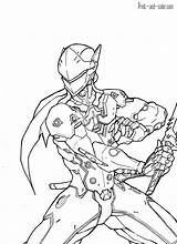 Overwatch Coloring Genji Characters Dva Sketch Sketchite Largement Chacal Gemerkt Drucken Từ Lưu ã sketch template
