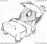 Sick Bed Boy Cartoon Measles Coloring Clipart Resting Toonaday Outlined Vector Leishman Ron sketch template