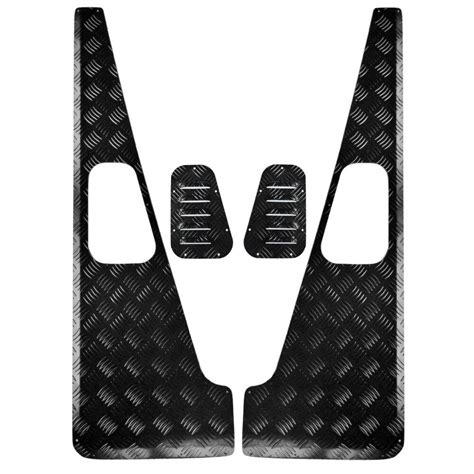 wing top protectors grilles mm chequer plate powdercoated black defender ebay