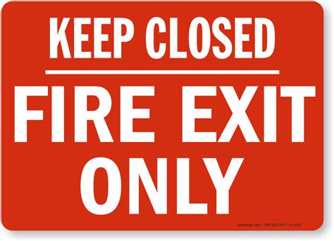 closed fire exit  sign red sku