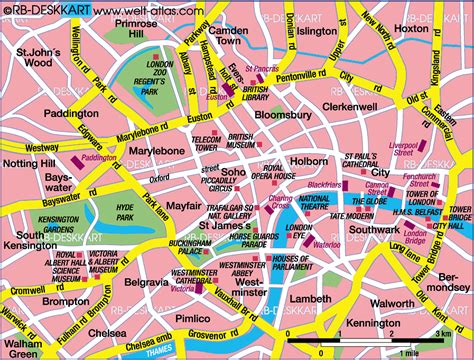 karte von london zentrum stadt  grossbritannien welt atlasde