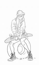 Girl Skater Drawing Getdrawings sketch template