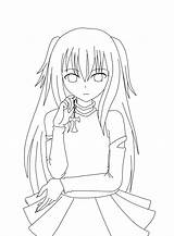 Anime Lineart Girl Coloring Pages Cute Hair Long Blush Deviantart Girls Colouring 2010 Sketch Manga Template Wallpaper Templates Group sketch template