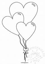 Balloon Heart Balloons Coloring Pages Drawing Shaped Printable Cute Shape Valentine Emoji Card Broken Drawings Valentines Print Coração Molde Credit sketch template