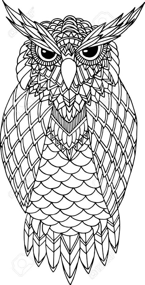 owl vector handdrawn illustration  zentangle style cliparty