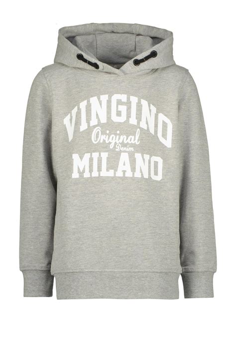 vingino hoodie met logo grijs melange wehkamp