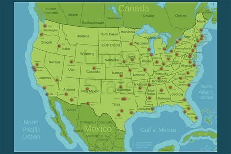 united states major cities map classroom reference art print poster   ebay