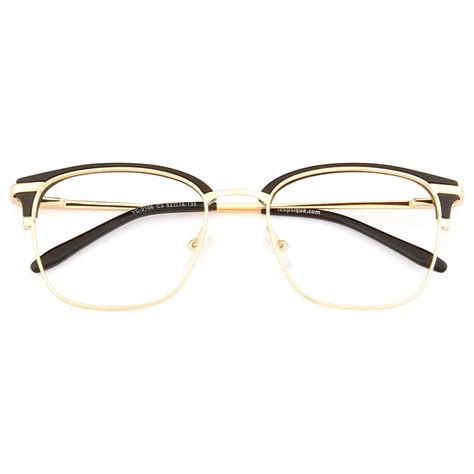 yc 2106 rectangle browline black eyeglasses frames leoptique