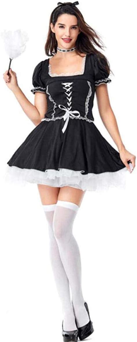 Uukr Black Sexy French Maid Costume Uniform Sexy Adult Dress Up Cosplay