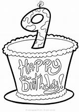 Birthday Coloring Pages Printable Cat sketch template