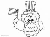 Coloring Patriotic Pages Flag Owl Printable Kids Template Color sketch template