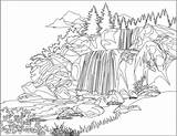 Natur Landschaft Berge Mountains Paisagem Natureza Wasserfall Wald Montanhas Malvorlagen Albanysinsanity Rio Cachoeira Coloringhome sketch template