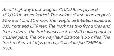 solved   highway truck weights  lb empty  cheggcom