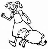 Lamb Mary Little Had Coloring Beside Running Pages Her Color sketch template