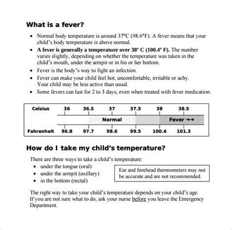 sample baby fever chart templates