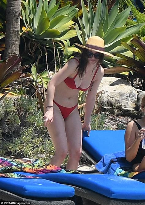 Dakota Johnson Wears Very Skimpy Red Bikini In Miami