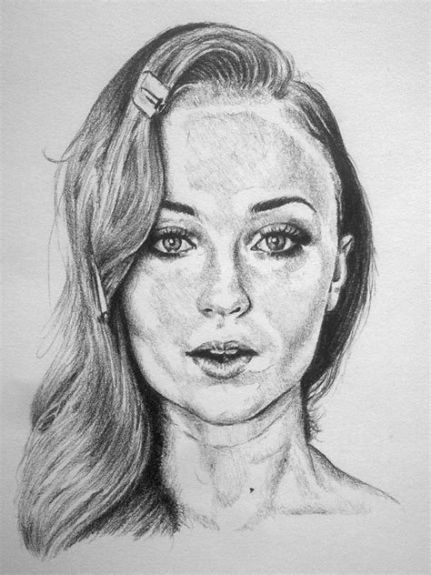 sophie turner drawing pencil sketch colorful realistic art images drawing skill
