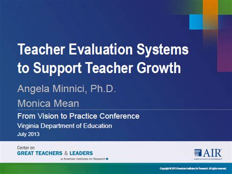 teacher evaluation systems to support teacher growth