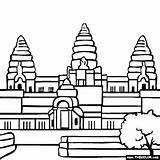 Temple Coloring Hindu Angkor Wat Cambodia Pages Cambodian Famous Drawing Places Colouring Color Landmarks Kids Buddhist Thecolor Drawings Temples Monument sketch template