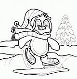 Coloring Winter Skating Pages Printable Ice Color Penguin Drawing Wonderland Colouring Baby Figure Roller Kids Christmas Cute Silhouette Colour Sheets sketch template