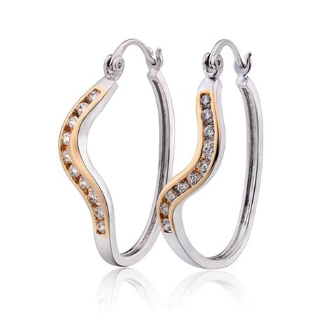 platinum plated long hoop earrings  women bijoux crystal zircon earings fashion ew