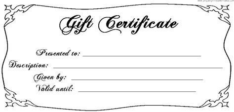 gift certificate templates excel  formats printable gift