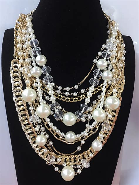trend fashion pearl necklace costume imitation pearl chain fashion pendant choker statement