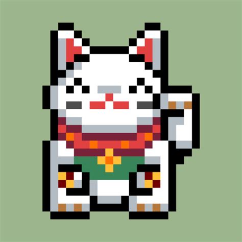 Maneki Neko Lucky Cat 8 Bit Pixel Art Maneki Neko Tank Top Teepublic