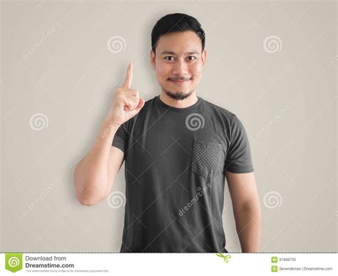 knowing face and idea finger of man stock image image