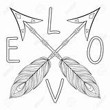 Arrow Coloring Pages Bohemian Feather Drawing Feathers Print Sign Getdrawings Getcolorings Printable Color Indian sketch template