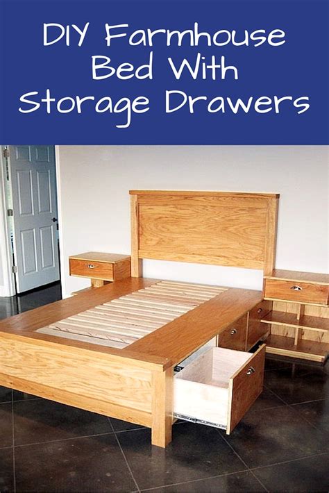 diy farmhouse bed  storage drawers shtf prepping