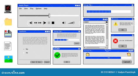 user interface windows retro user interface  browser interface stock vector